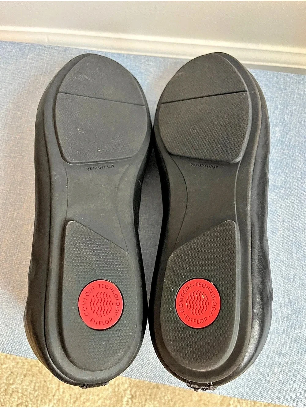 FitFlop Leather Allegro Leather Ballet Flats Black US 9